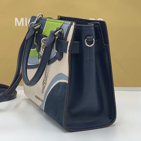 Michael Kors Hamilton Small Satchel Shoulder Crossbody BagNavy Multi…